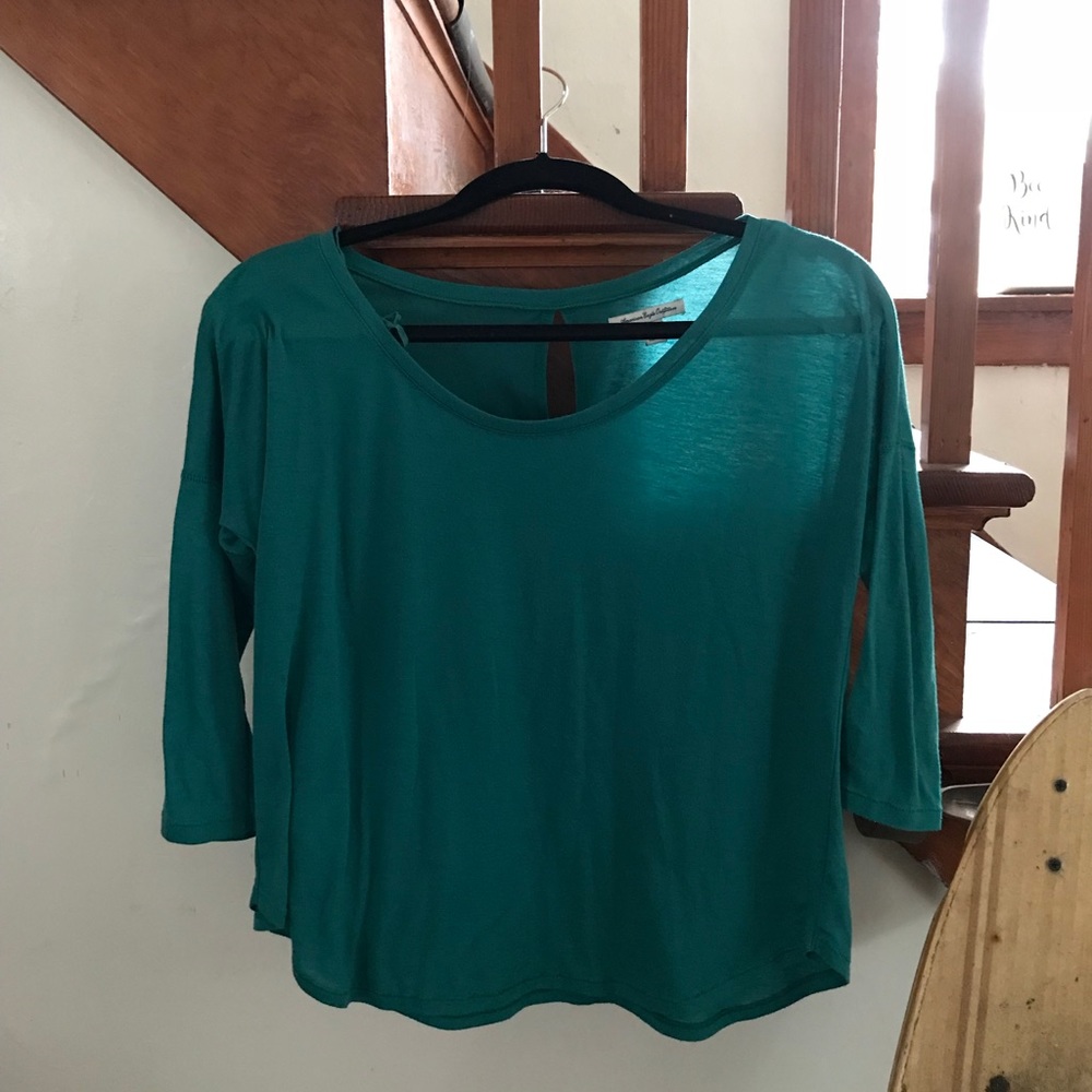 Turquoise 3/4 length blouse